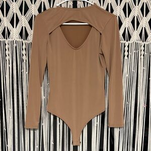 Fashion Nova Chic Tan Long Sleeve Bodysuit